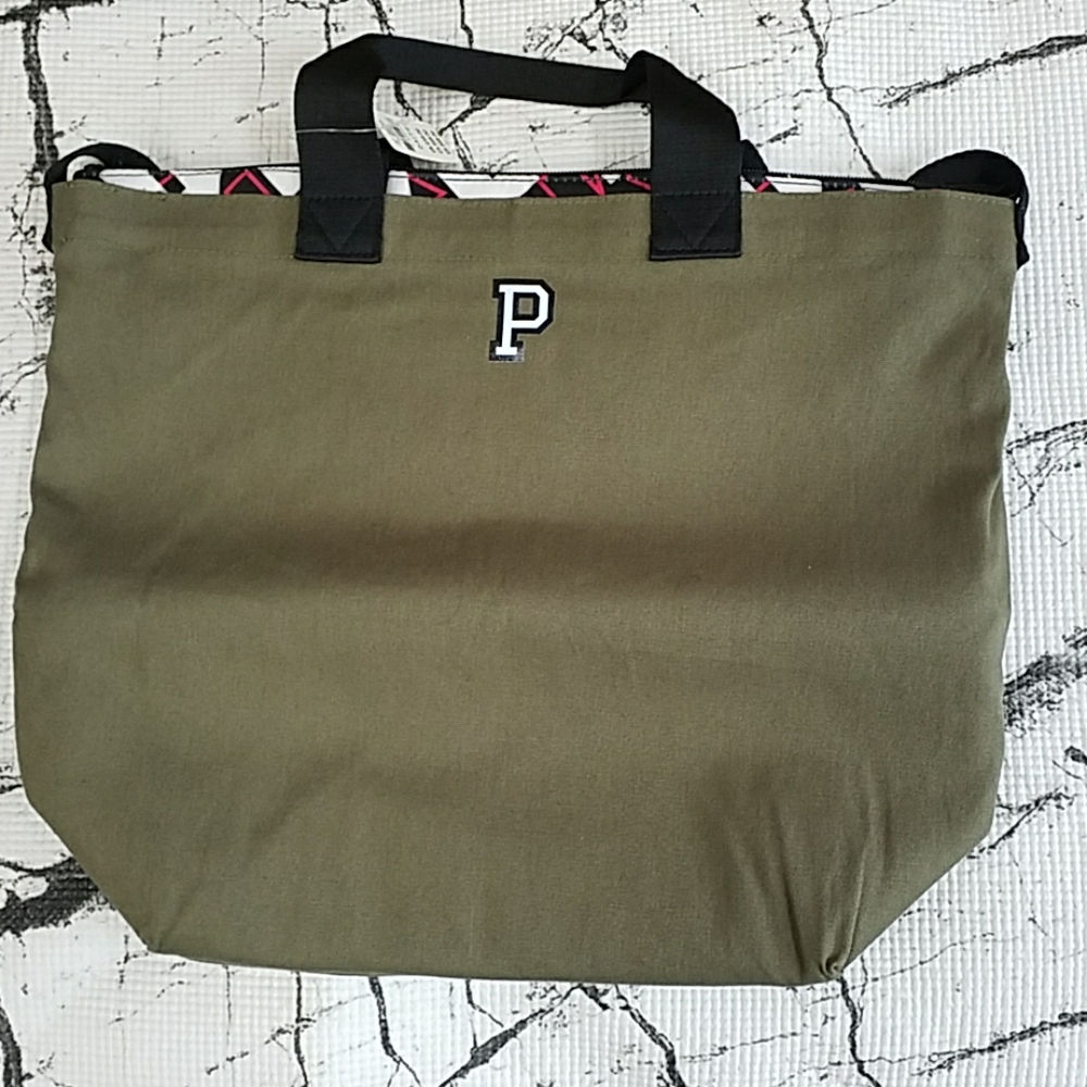 VS Pink 2-in-1 army green tote with cooler insert - Picture 4 of 6